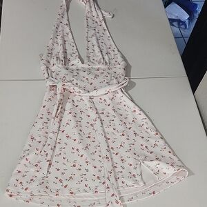 New Pink Dress Womens Halter Dress size S Flowers Sundress Floral